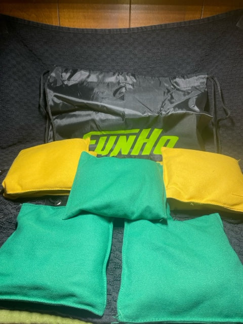 Regulation Cornhole Bags in Yellow and Green with Carry Bag - The Perfect Addition to Your Backyard Games